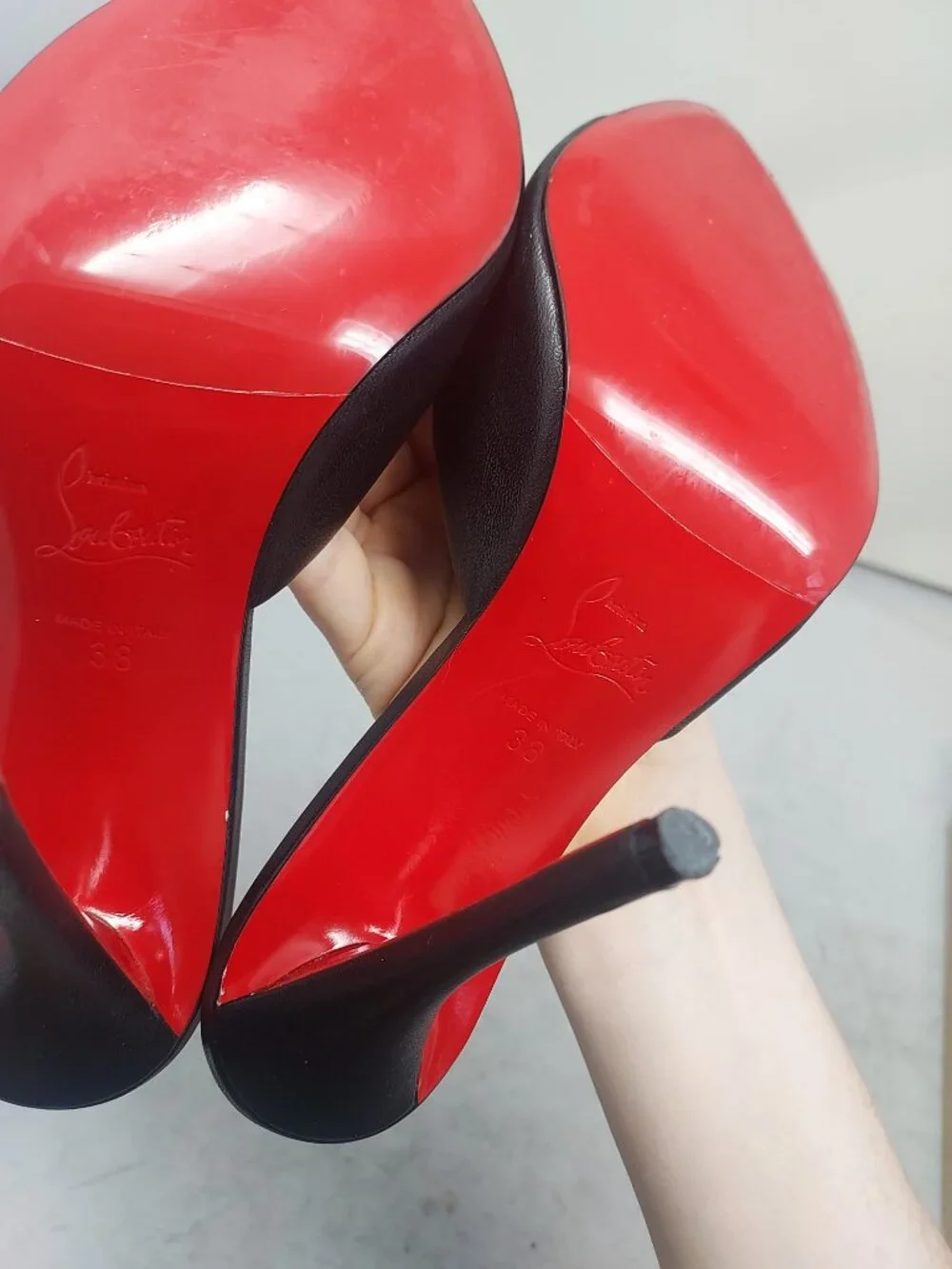 Christian Louboutin Black Miss Z Leather Mule Heel Sandal